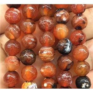red fire agate beads, faceted round, approx 8mm dia [GA1434-8MM]