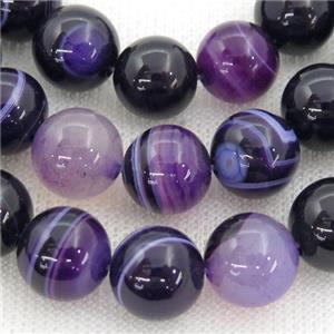 round purple striped Agate Beads, approx 8mm dia [GA1467-8MM]