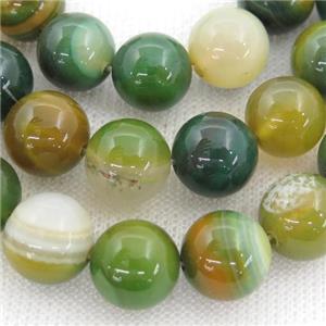 round striped Agate Beads, green, approx 12mm dia [GA1470-12MM]
