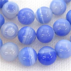 round striped Agate Beads, blue, approx 12mm dia [GA1474-12MM]