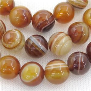 Natural Stripe Agate Beads Banded Ambergold Dye Smooth Round, approx 12mm dia [GA1477-12MM]