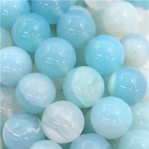 round striped Agate Beads, lt.blue, approx 14mm dia [GA1478-14MM]