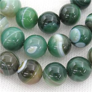 round striped Agate Beads, green, approx 4mm dia [GA1485-4MM]