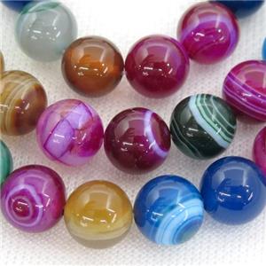 round striped Agate Beads, mix color, approx 6mm dia [GA1486-6MM]
