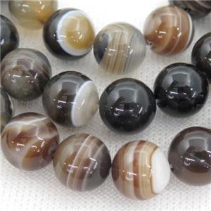 round striped Agate Beads, dark coffee, approx 4mm dia [GA1487-4MM]