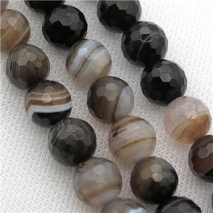 coffee Striped Agate Beads, faceted round, A grade, approx 8mm dia [GA1492-8MM]