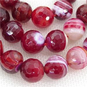 faceted round Striped Agate Beads, christmas red, A grade, approx 6mm dia [GA1496-6MM]