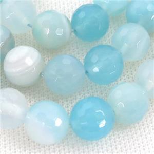 aqua Striped Agate Beads, faceted round, A grade, approx 4mm dia [GA1498-4MM]