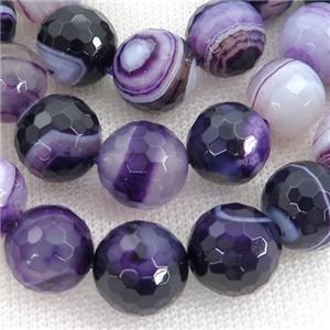 purple Striped Agate Beads, faceted round, A grade, approx 10mm dia [GA1500-10MM]
