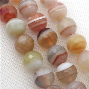 lt.red Striped Agate Beads, faceted round, A grade, approx 4mm dia [GA1502-4MM]