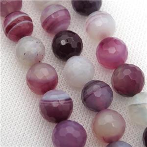 lt.purple Striped Agate Beads, faceted round, A grade, approx 4mm dia [GA1505-4MM]