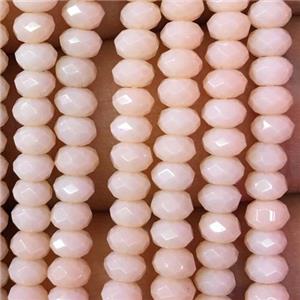 Jade beads, pink dye, faceted rondelle, approx 2x4mm [GA1513]