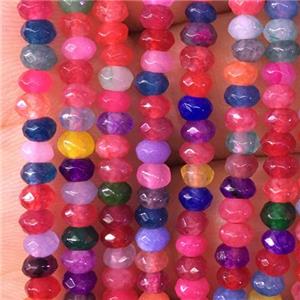 Jade beads, dye, faceted rondelle, mix color, approx 2x4mm [GA1514]