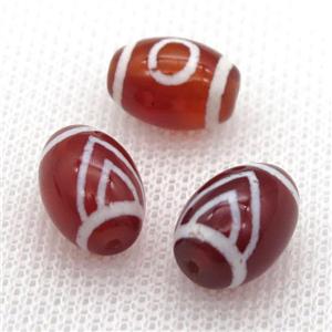 red tibetan DZi barrel beads, approx 10x14mm [GA1573]