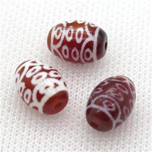 red tibetan DZi barrel beads, approx 10x14mm [GA1591]