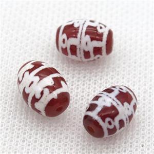 red tibetan DZi barrel beads, approx 10x14mm [GA1594]