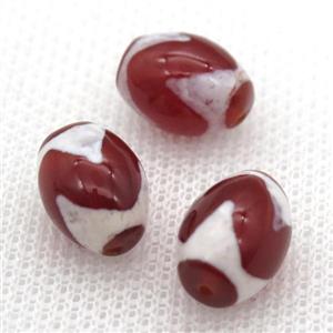 red tibetan DZi barrel beads, approx 10x14mm [GA1595]