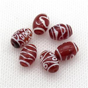 red tibetan DZi oval rice beads, mixed, approx 10x14mm [GA1598]
