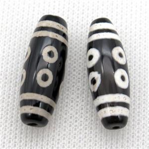 black tibetan DZi rice beads, eye, approx 10x30mm [GA1618]