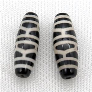 black tibetan DZi rice beads, approx 10x30mm [GA1622]