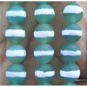 green tibetan agate beads, matte, round, approx 12mm dia [GA958-12MM]
