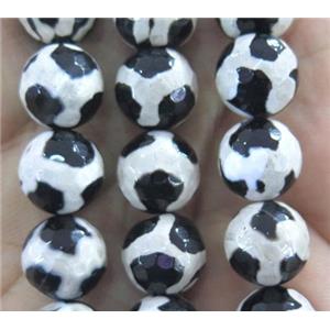 tibetan agate beads, faceted round, approx 12mm dia [GA963-12MM]