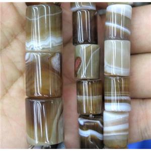 coffee stripe agate tube beads, approx 10x14mm [GA970]