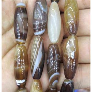 stripe agate beads, barrel, coffee, approx 13x18mm [GA972]