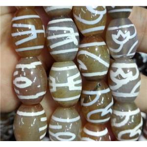 tibetan agate bead, barrel, approx 12x16mm [GA976]