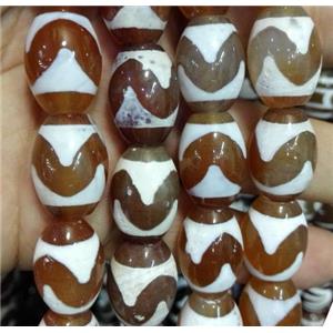 tibetan agate bead, barrel, approx 12x16mm [GA977]