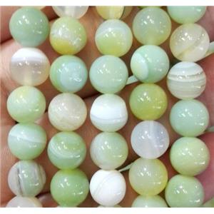 striped green agate bead, round, approx 8mm dia [GA990-8MM]