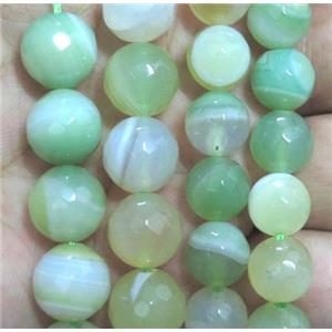green striped Agate Beads, faceted round, approx 12mm dia [GA992-12MM]