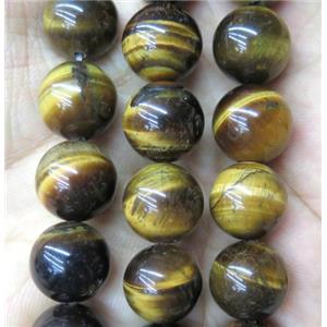 natural yellow Tiger eye stone beads, round, AB grade, approx 16mm dia, AB grade [GAM57-16MM]