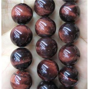 natural red Tiger eye stone beads, round, AB grade, approx 16mm dia, AB grade [GAM59-16MM]