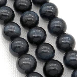 Tiger Eye Stone Beads Smooth Round Inkblue Natural Color, approx 4mm dia [GAM60-4MM]