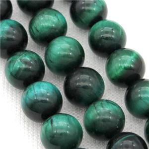 Natural Tiger Eye Stone Beads Green Dye Smooth Round, approx 12mm dia [GAM62-12MM]
