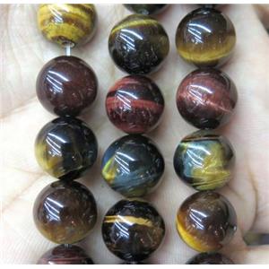 Natural Tiger Eye Stone Beads Multicolor AB-Grade Smooth Round, approx 20mm dia, AB grade [GAM66-20MM]