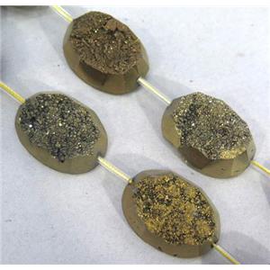 quartz druzy beads, freeform, gold electroplated, approx 15-30mm [GASA1428]
