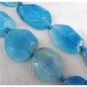 blue agate slice beads, freeform, faceted, approx 15-35mm [GASA1431]
