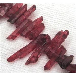 clear quartz beads, stick. freeform, red dyed, approx 6-30mm [GASA1441]