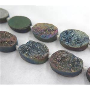 mix druzy quartz beads, oval, electroplated, approx 18x25mm [GASA1462]