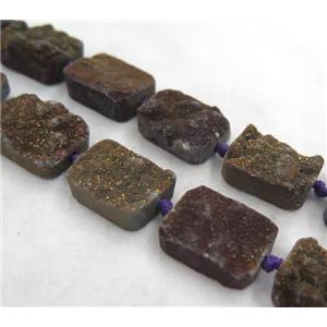 druzy quartz bead, rectangle, purple electroplated, approx 17x22mm [GASA1463]