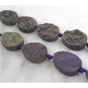 mix quartz druzy beads, teardrop, electroplated, approx 15x20mm [GASA1465]
