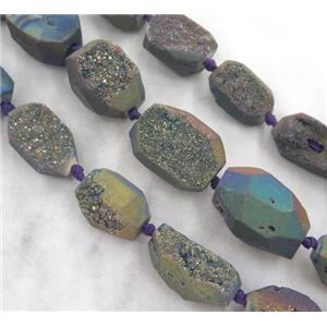 agate druzy beads, freeform, rainbow electroplated, approx 12-30mm [GASA1466]