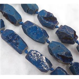 agate druzy beads, freeform, blue electroplated, approx 18-35mm [GASA1467]