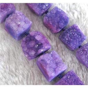 purple druzy quartz beads, square, approx 10-15mm, 16 pcs per st [GASA1495]
