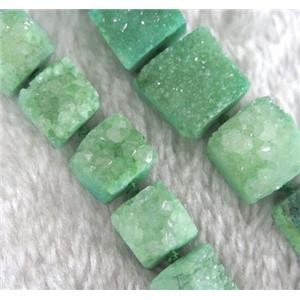 green druzy quartz beads, square, approx 10-15mm, 16 pcs per st [GASA1496]