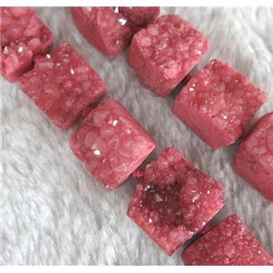 red druzy quartz beads, square, approx 10-15mm, 16 pcs per st [GASA1499]