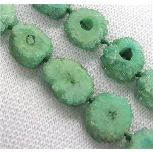 green solar druzy quartz beads, freeform, approx 10-15mm [GASA1522]