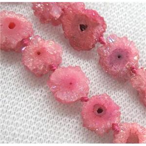 pink solar druzy quartz beads, freeform, approx 10-15mm [GASA1524]